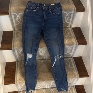 Good American Dark Blue Distressed Skinny Jeans